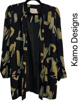 KAMO DESIGN Abstract Print silk/wool/cotton Vintage  Jacket size 8